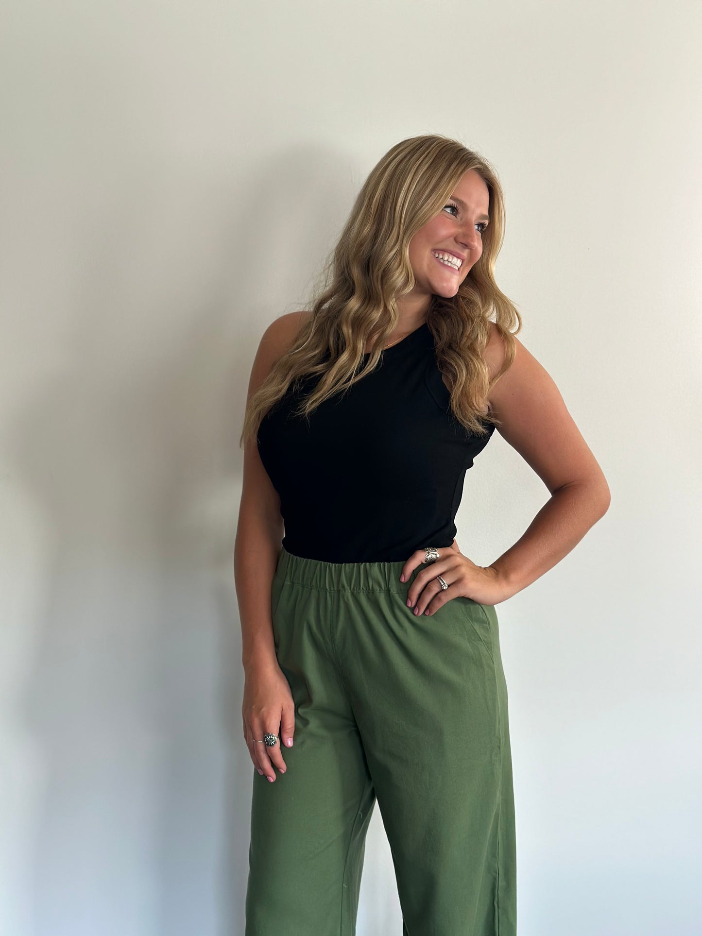 Dark Green Linen Pants