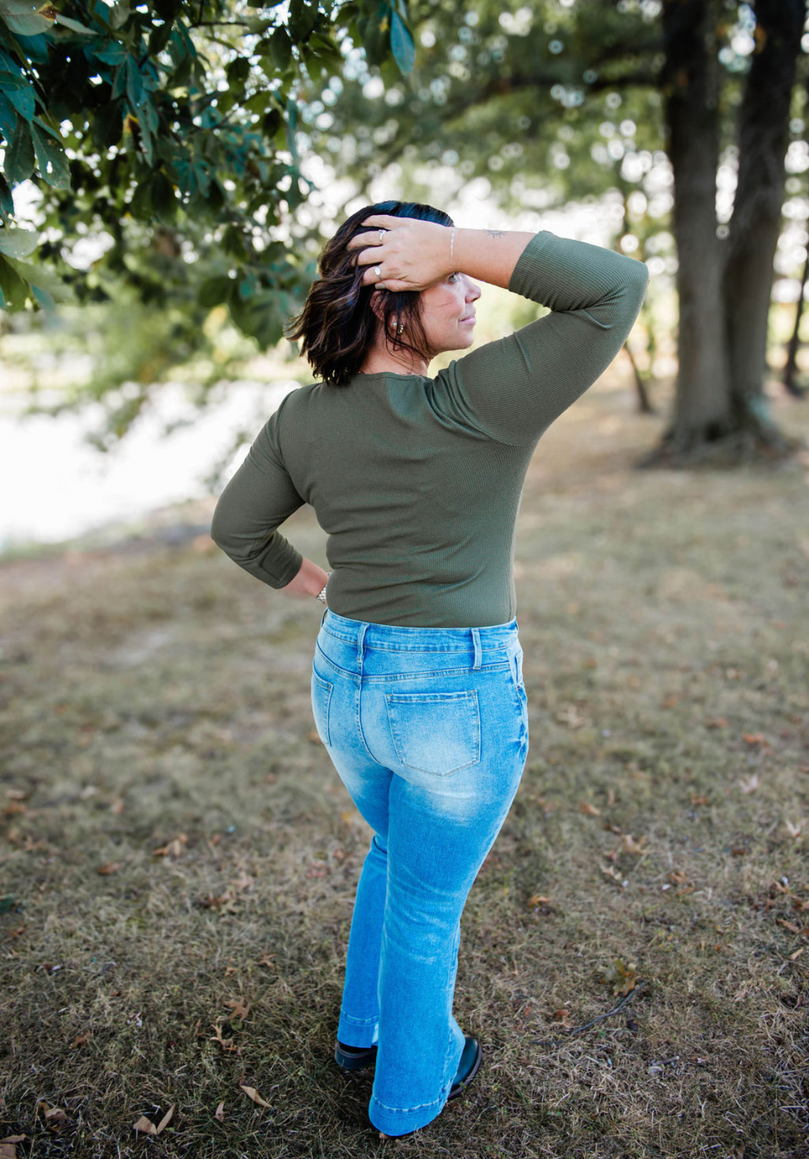 Green Waffle Knit Bodysuit