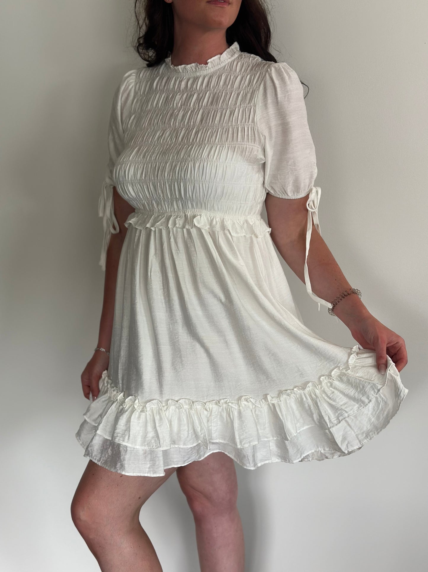 Whimsical White Ruffle Dress