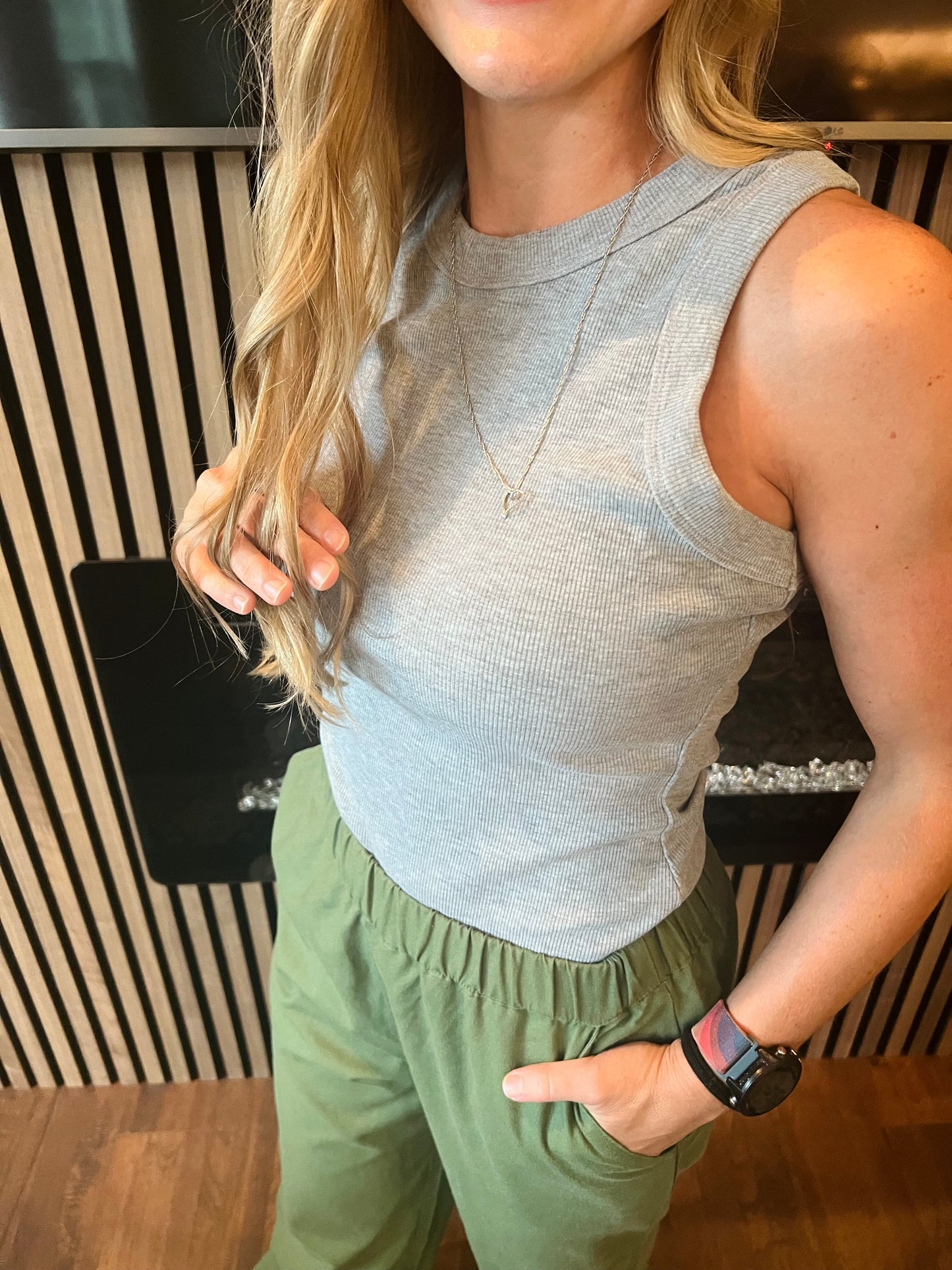 Grey Ribbed Tank