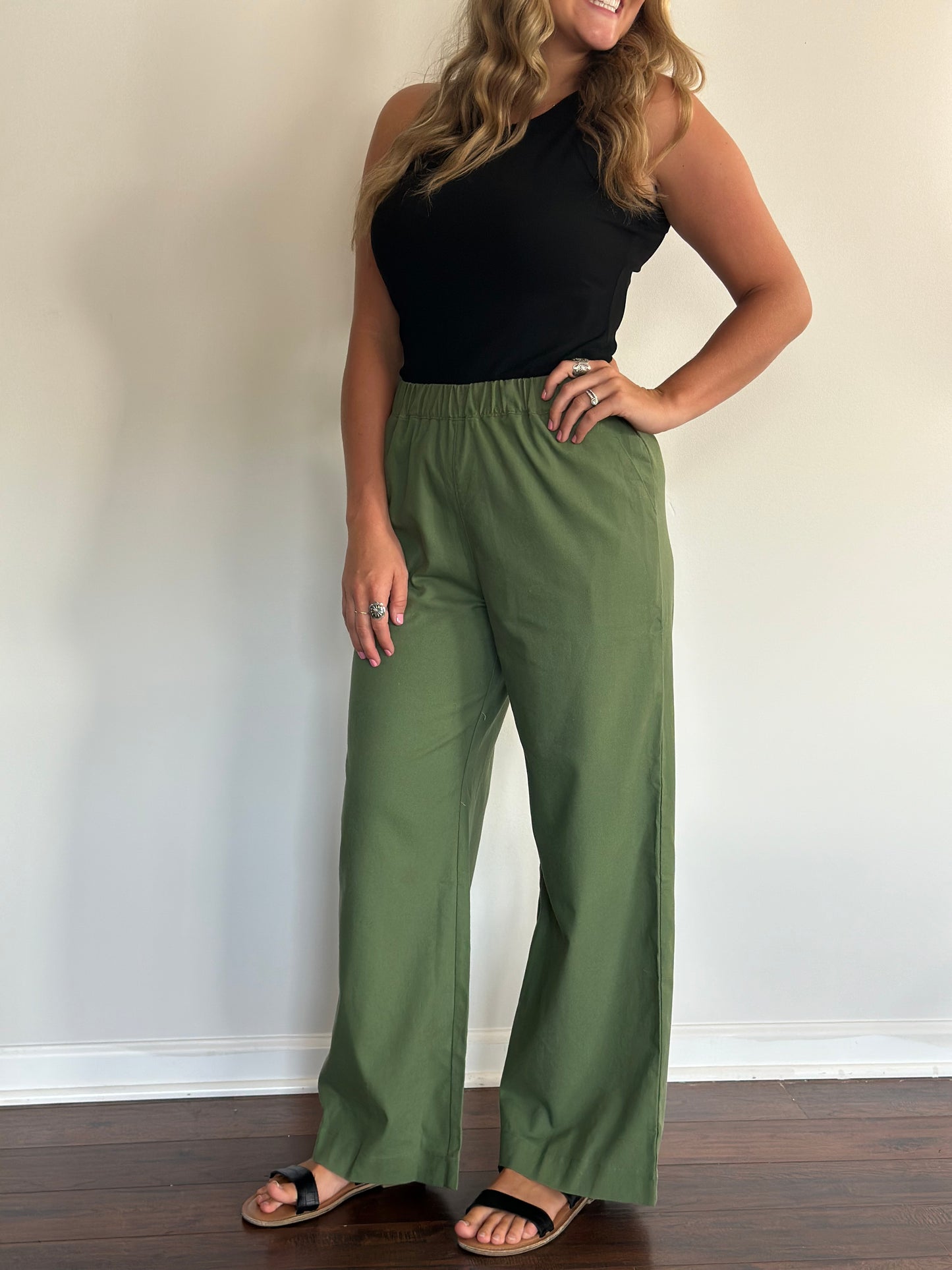 Dark Green Linen Pants