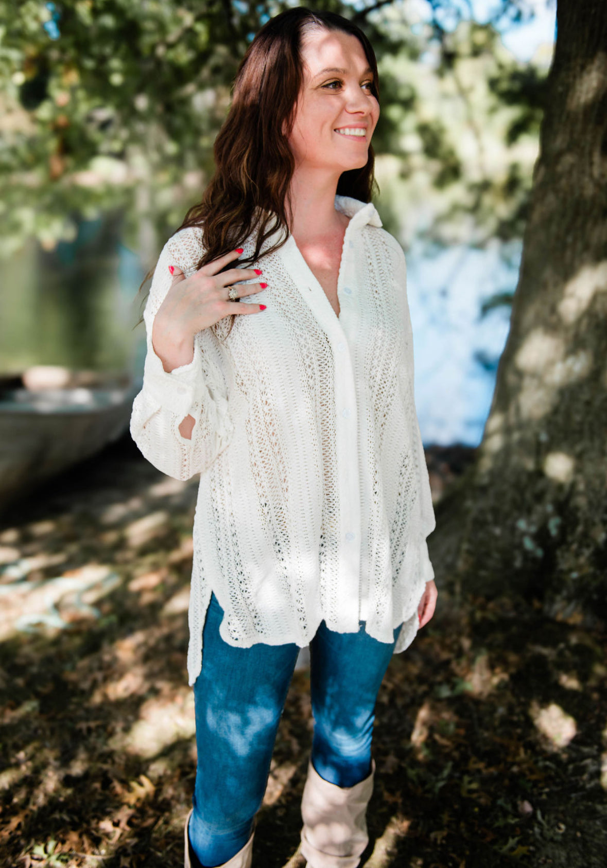 Collared Beige Tunic Long