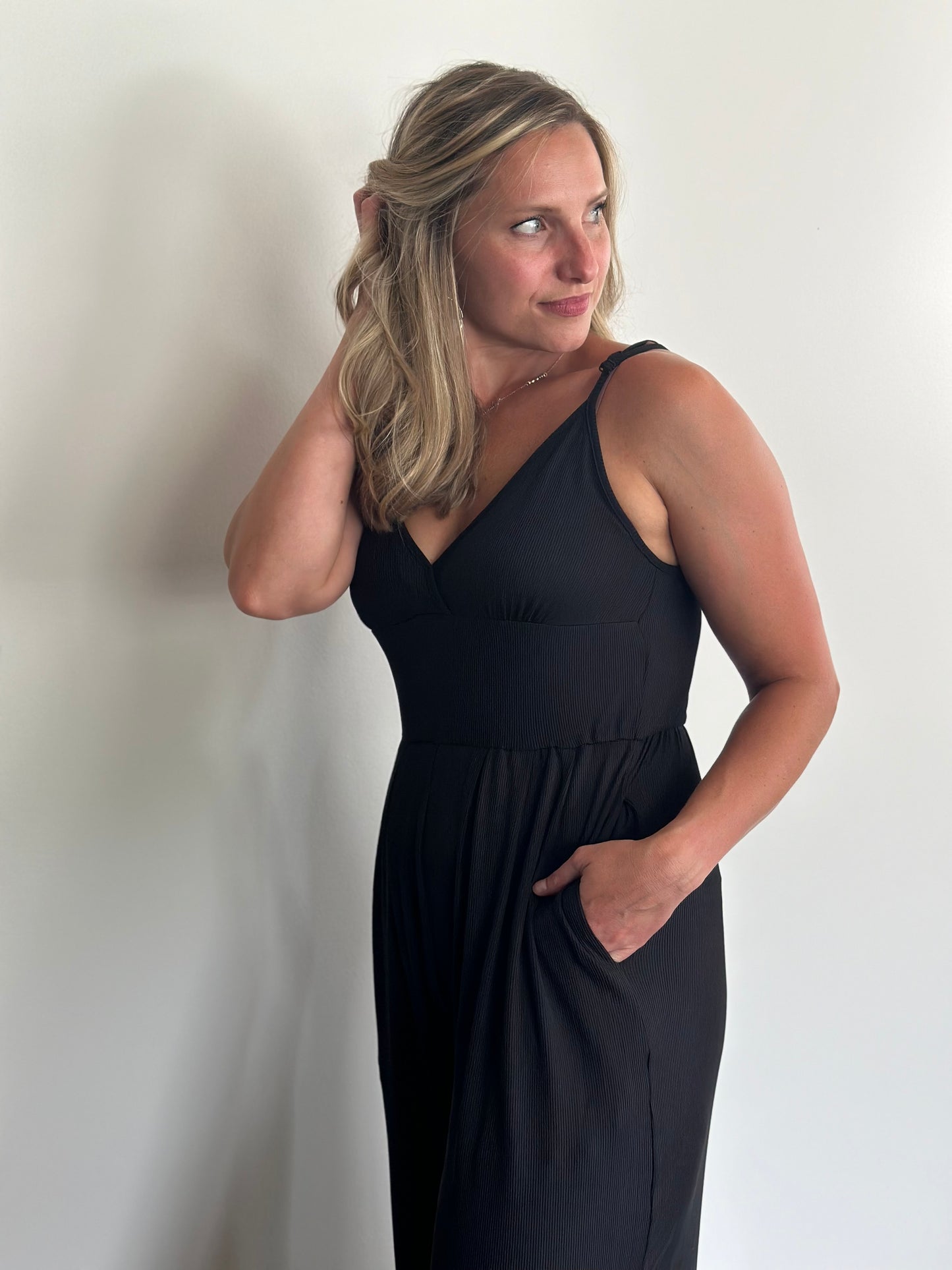 Black V-Neck Cami Jumpsuit