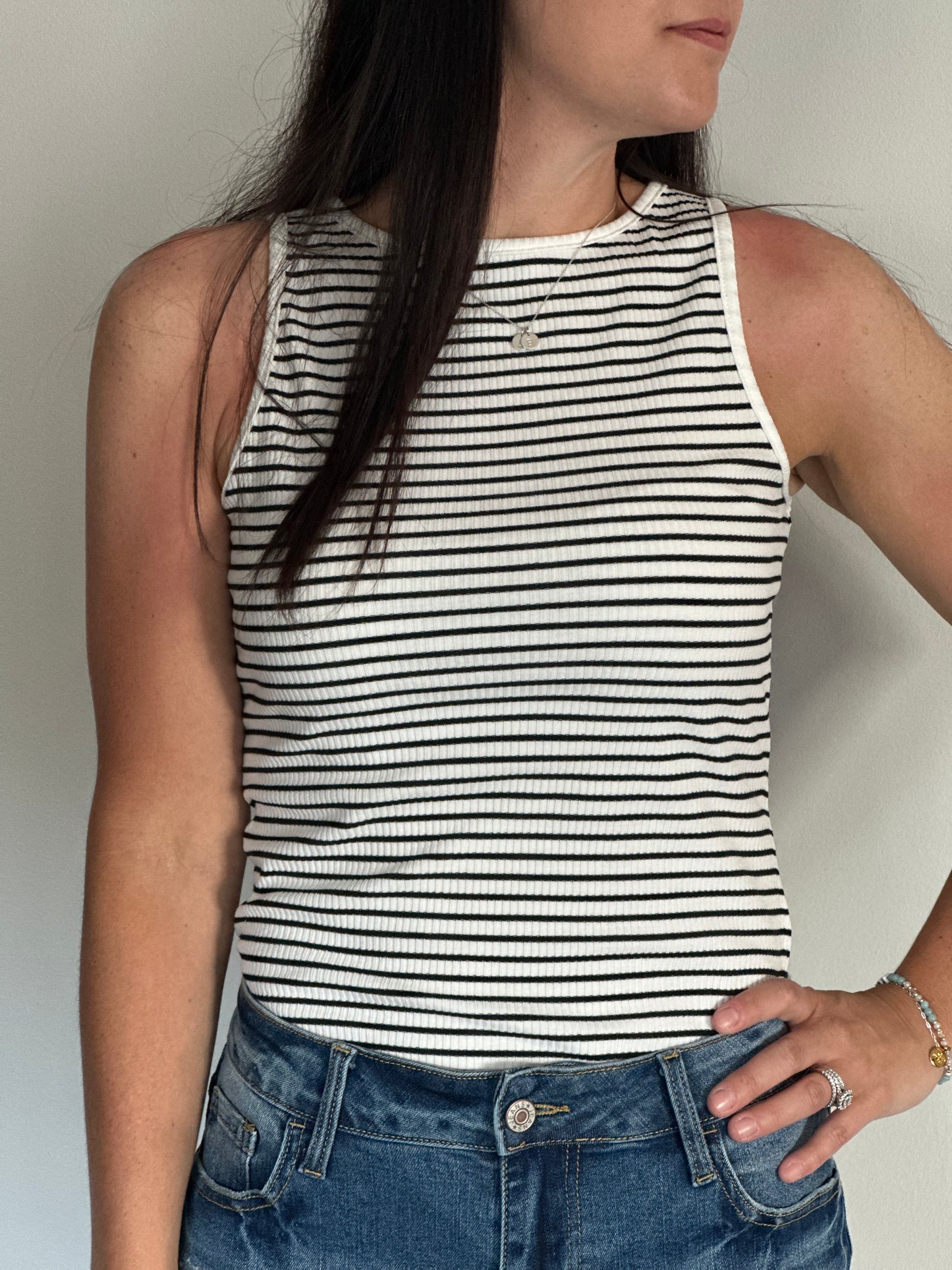 Midnight Ribbed Striped Tank