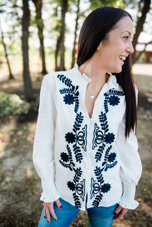 Black embroidered top