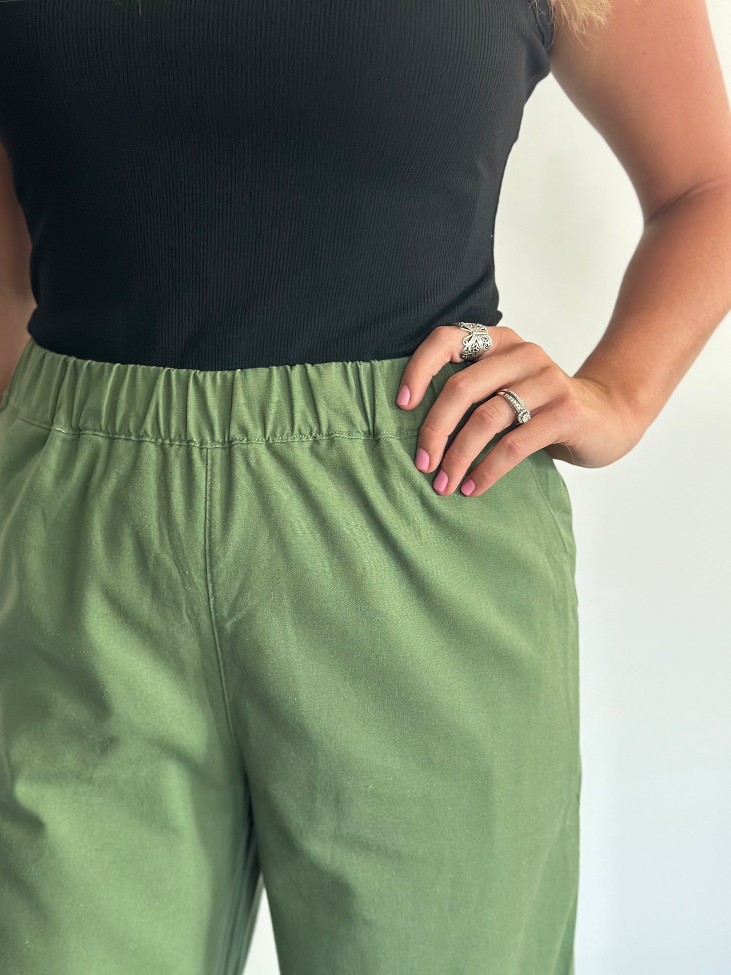 Dark Green Linen Pants