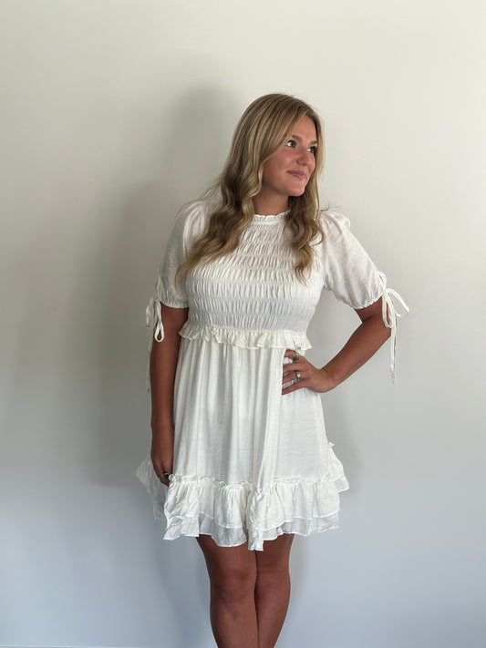 Whimsical White Ruffle Dress