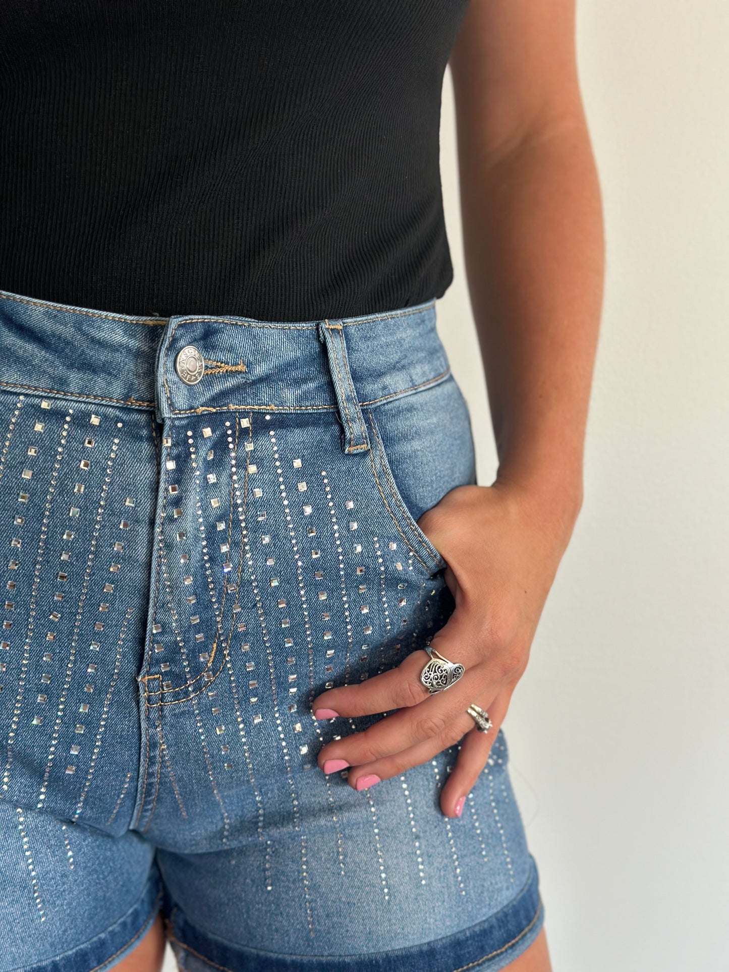 Gemstone Glam Denim Shorts