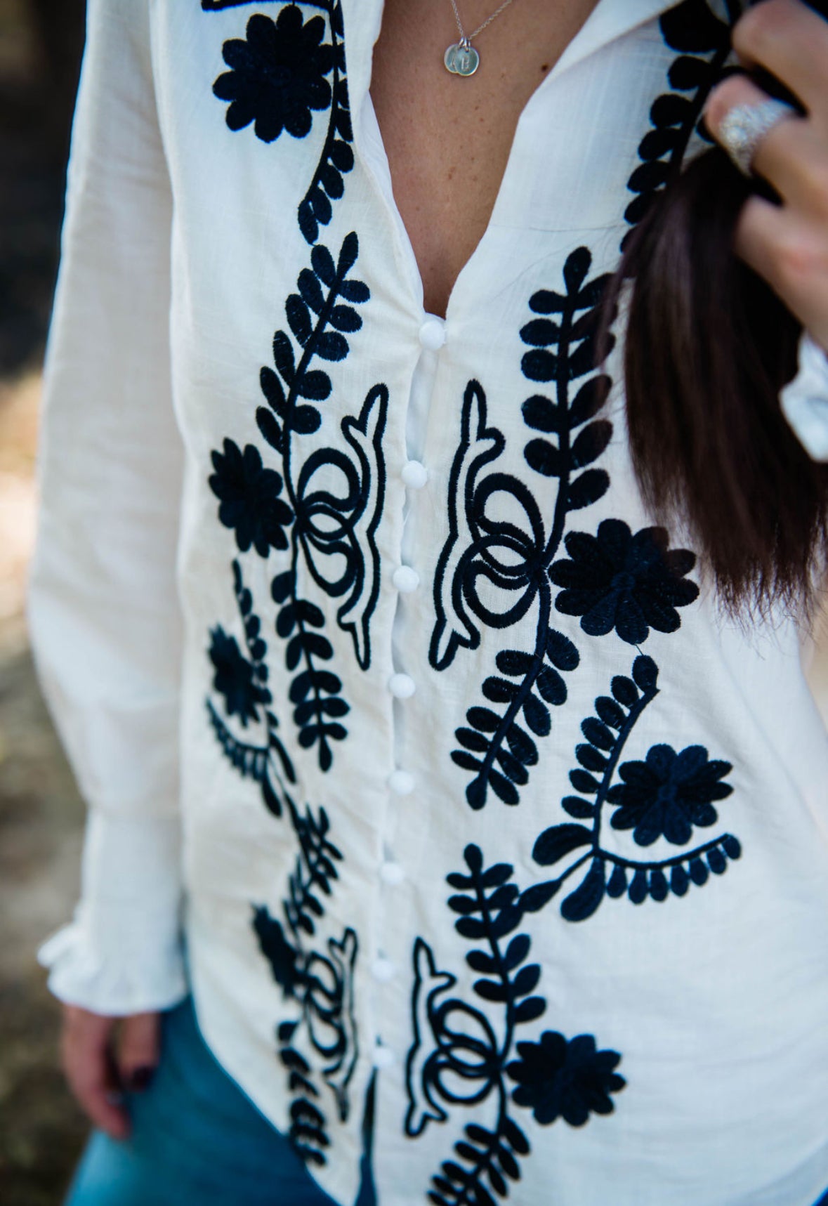 Black embroidered top