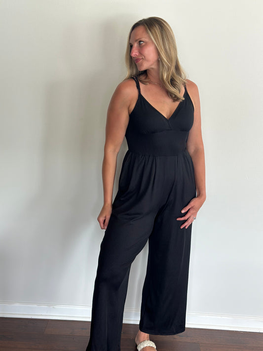 Black V-Neck Cami Jumpsuit