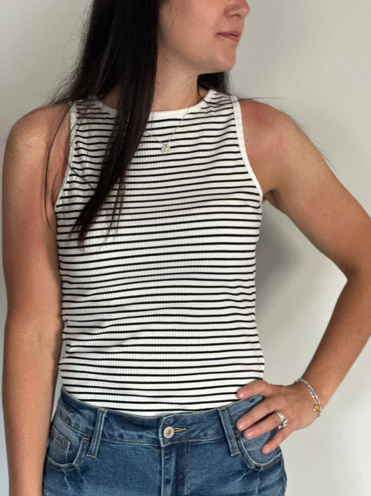 Midnight Ribbed Striped Tank