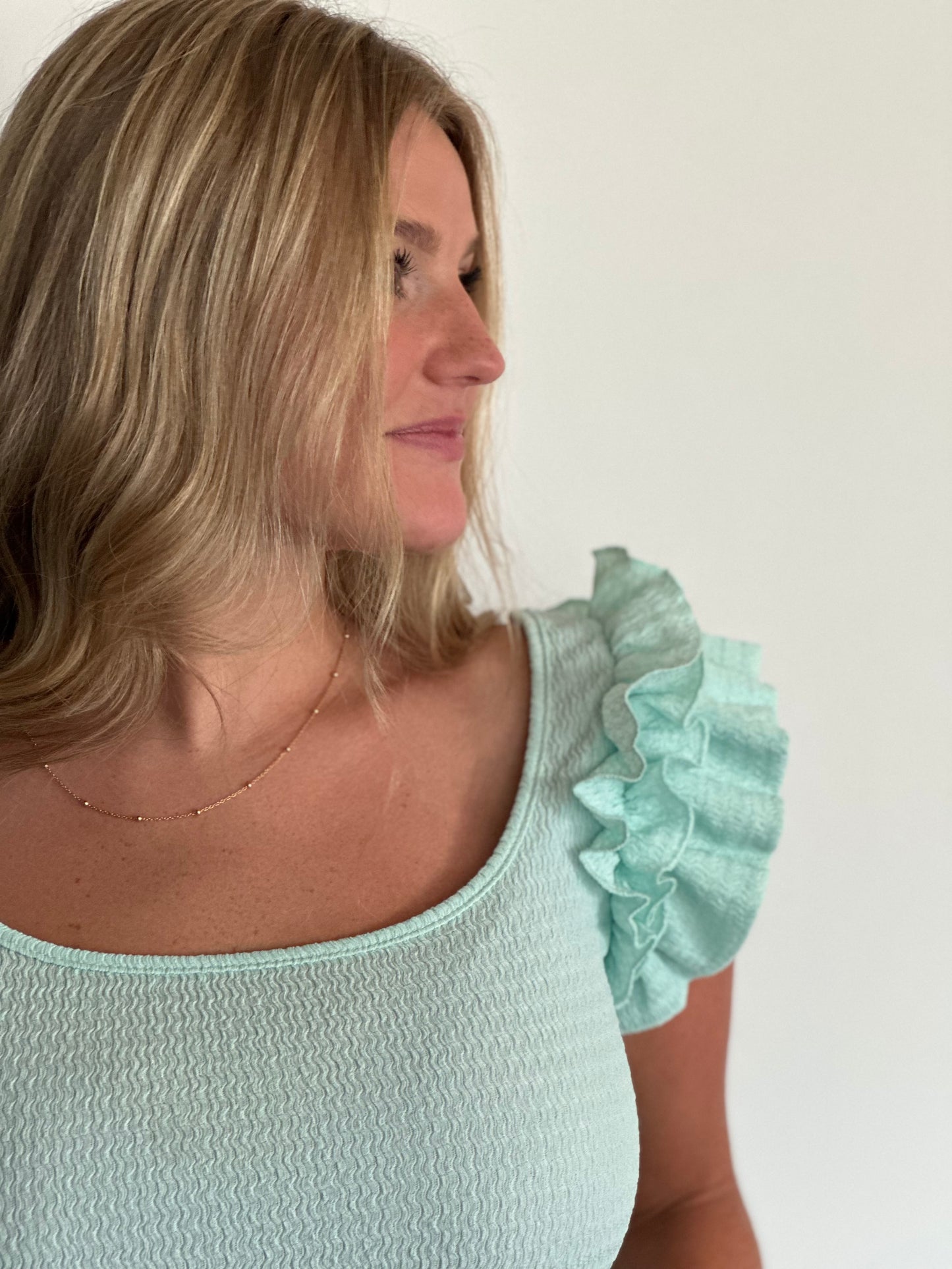 Mint Crinkle TexturedTop