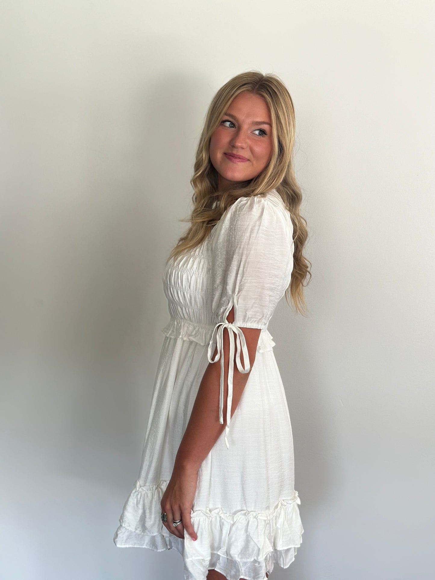 Whimsical White Ruffle Dress