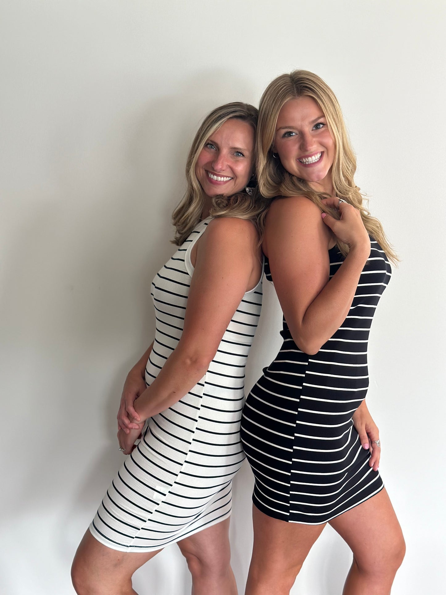 White black stripe bodycon dress