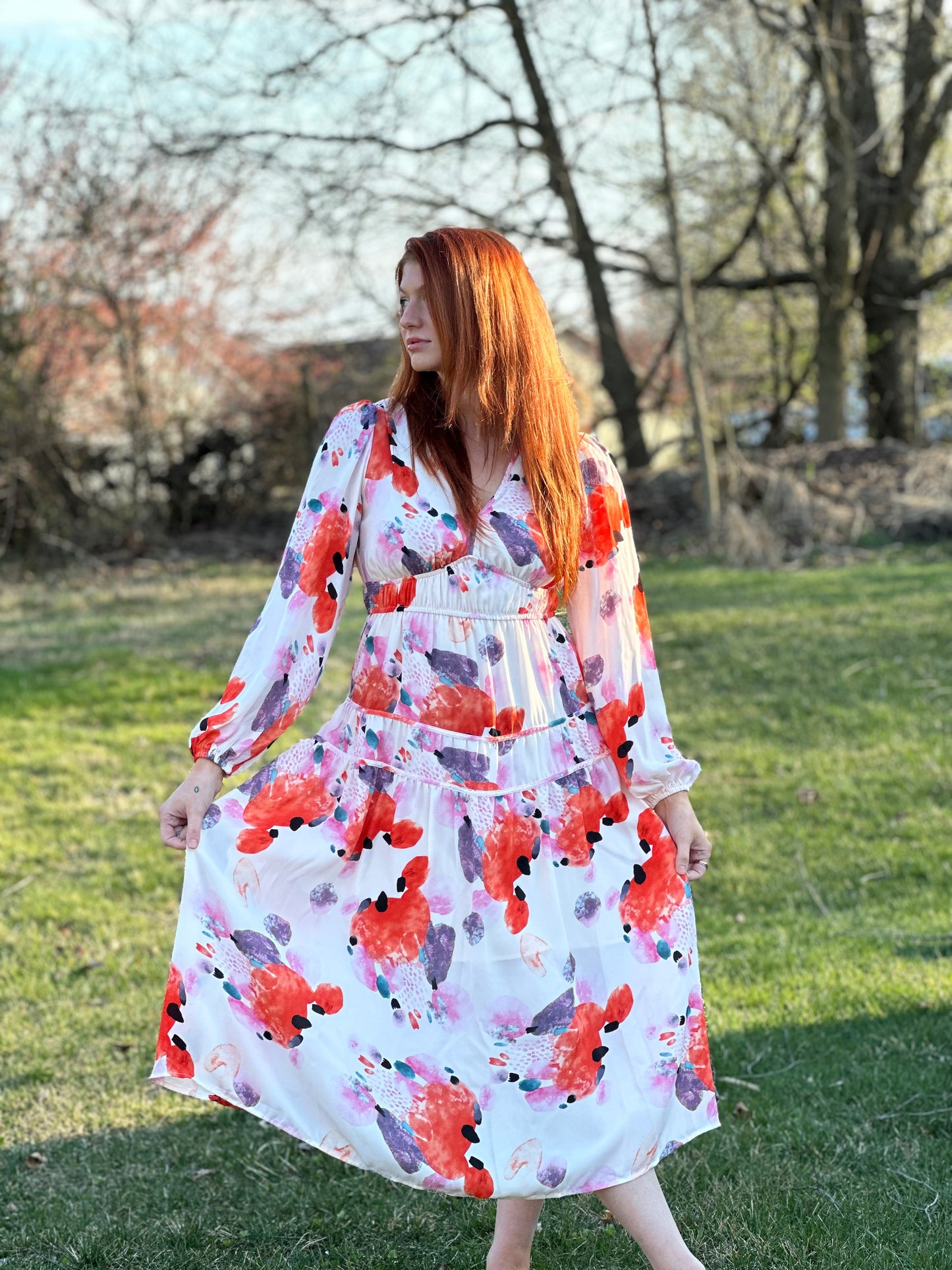 Poppy Bloom Long Sleeve Dress