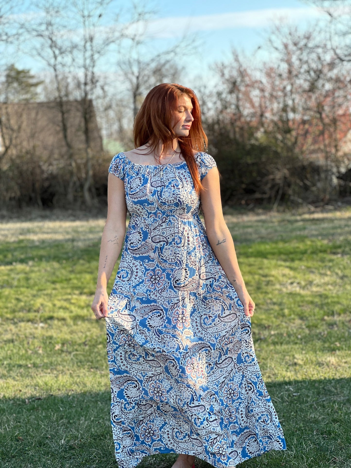 Azure Paisley Maxi Dress