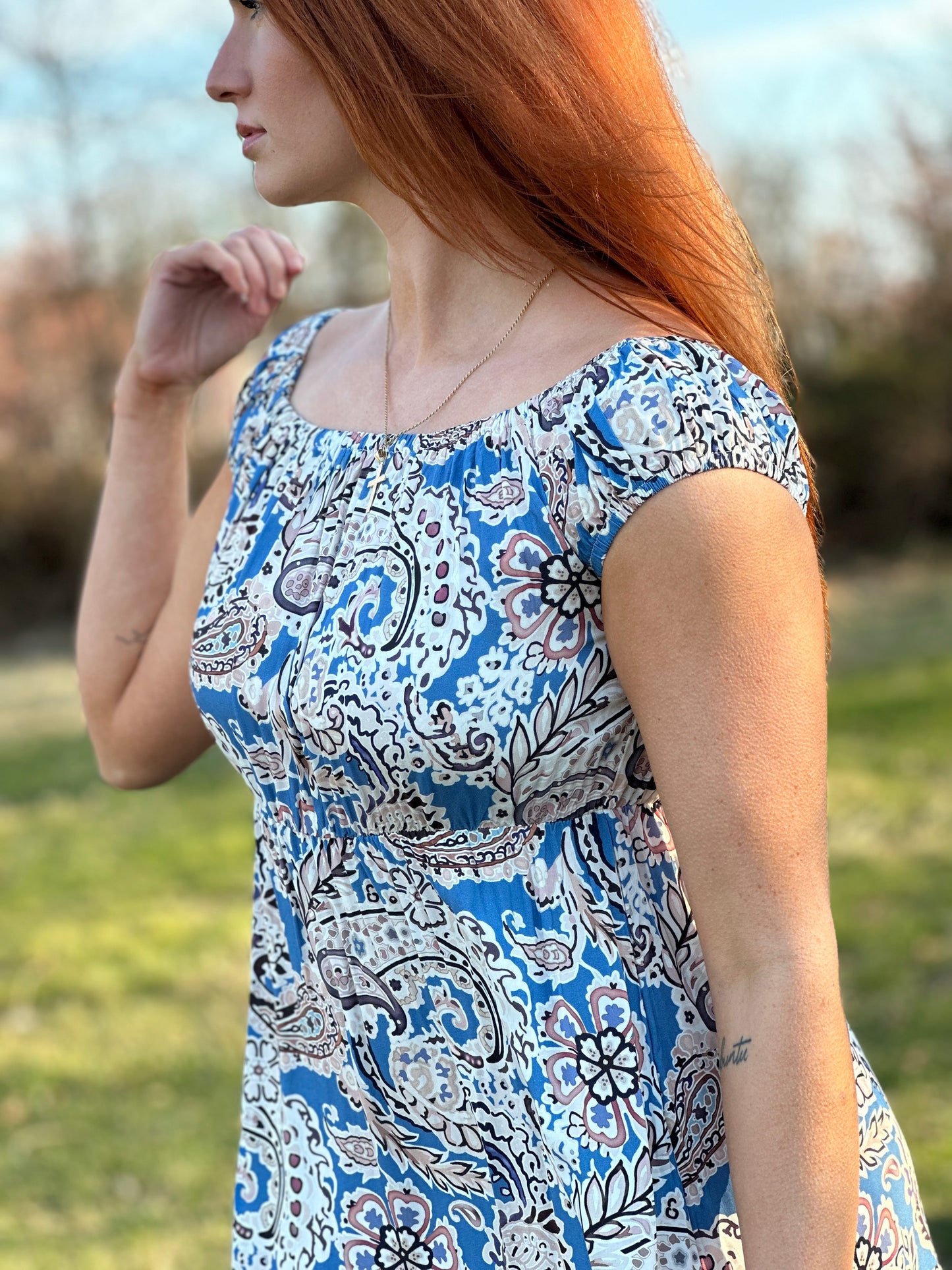 Azure Paisley Maxi Dress