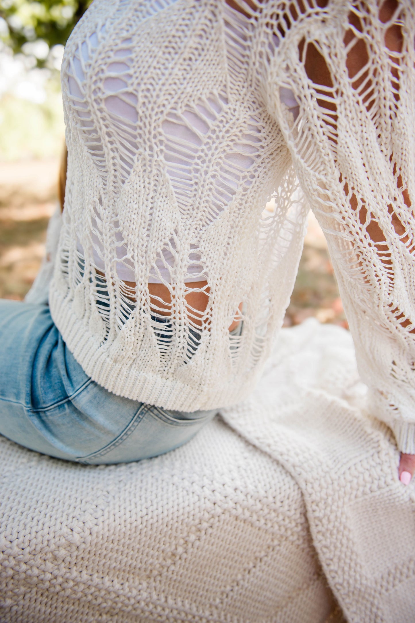 Distressed Peekaboo Sweater