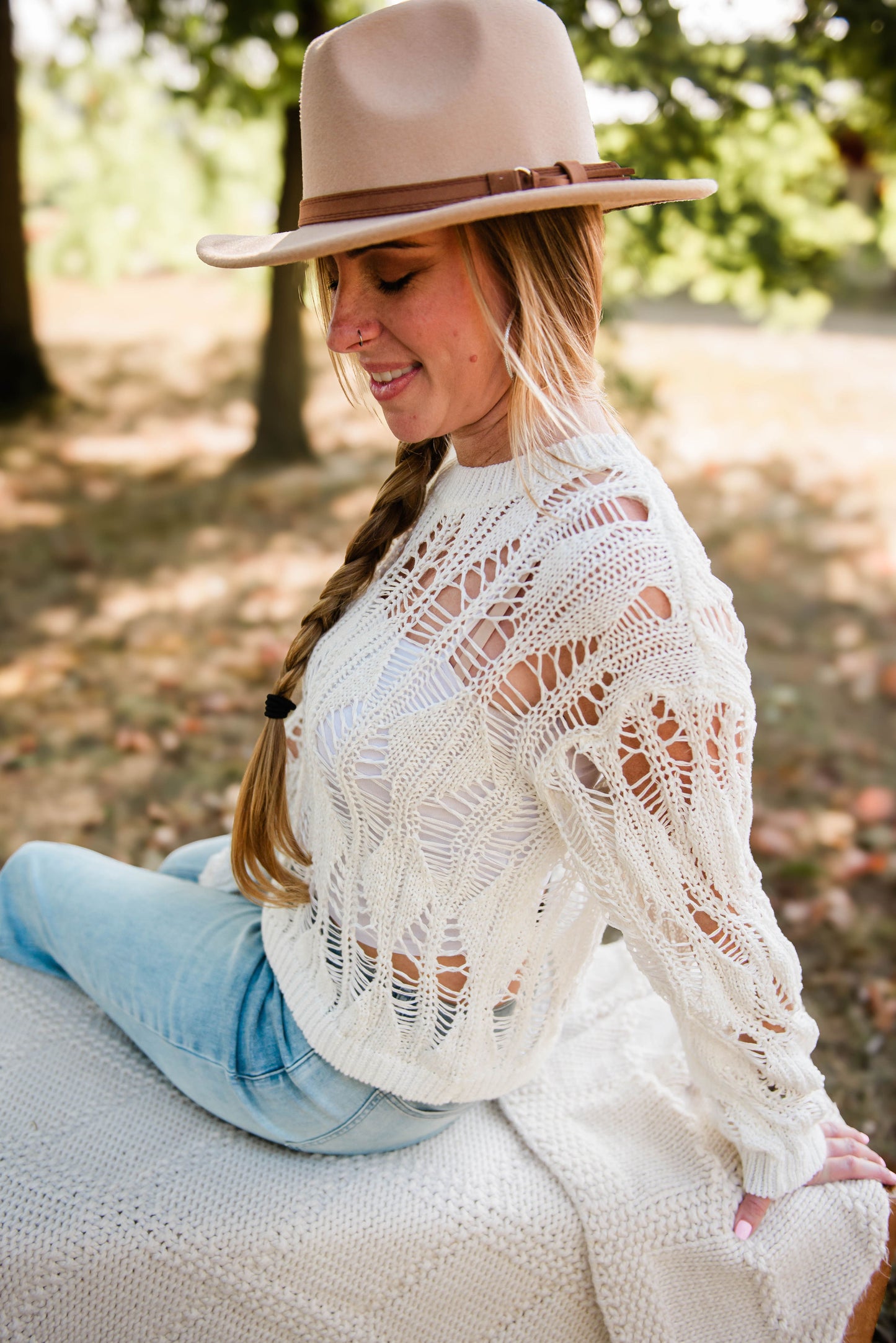 Distressed Peekaboo Sweater