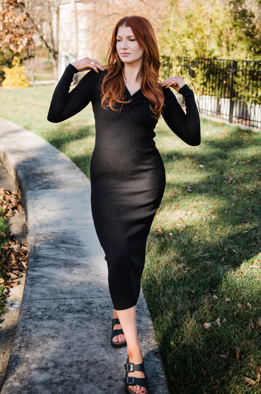 Midnight Ribbed Knit Dress