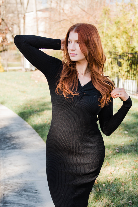 Midnight Ribbed Knit Dress