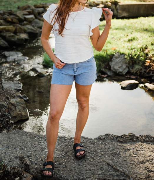 Light Wash Studded Shorts