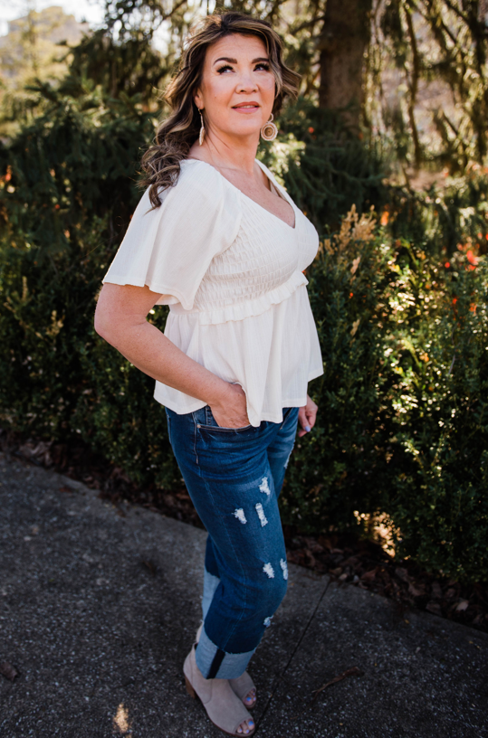 Sweet Serenity Smocked Flowy Top