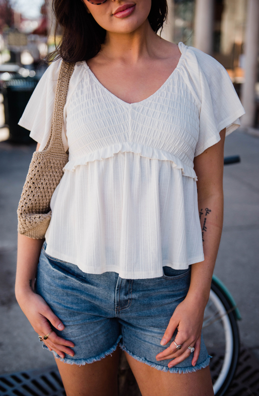 Sweet Serenity Smocked Flowy Top